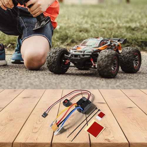 60A Brushless ESC 2-3S Electric-Speed Controller With Built-in BEC And Cooling Fan, Waterproof All-Weather Operation For 1/10 Scale RC Cars Trucks Crawlers, Supports 540/550 Motor(black)
