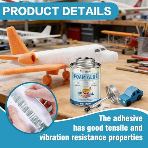 4 oz Foam Glue, Foam Glue Adhesive, Styrofoam Glue Adhesive, Super Strong Adhesion, Quick-Drying and Transparent, Specially Designed for foams Materials, Suitable for foams and Other Materials