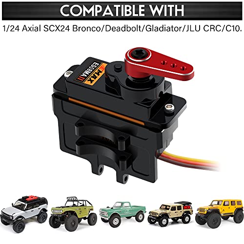 SCX24 Servo EMAX Servo with Servo Mount & Arm & Steering Link Set R | Metal Gear Steering Servo, SCX24 Upgrade Parts - color: Red