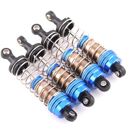 Oiled 4Pcs 72mm Aluminum Oil Shock Set for 1/12 1/14 1/16 RC Cars - Front/Rear Upgrade Compatible with WLtoys 144001, 124019, MJX 16208, HBX - color: Bz-silver-blue-81mm
