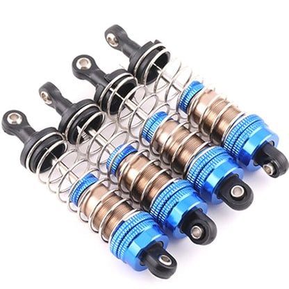 Oiled 4Pcs 72mm Aluminum Oil Shock Set for 1/12 1/14 1/16 RC Cars - Front/Rear Upgrade Compatible with WLtoys 144001, 124019, MJX 16208, HBX - color: Bz-silver-blue-81mm