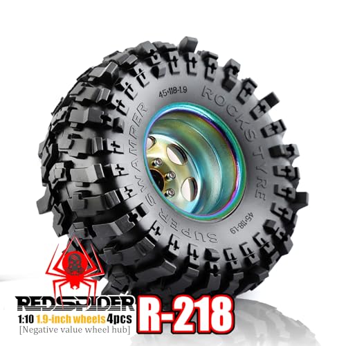 REDSPIDER•Negative Offset -10mm 1.9'' Beadlock Wheels Deep Dish Metal(4pcs) Retro Design for Scale 1/10 RC Crawler Axial SCX10 TRX4 VS4-10 Redcat Gen8 RC4WD D90 Rock Crawler (Titanium) - color: Titanium