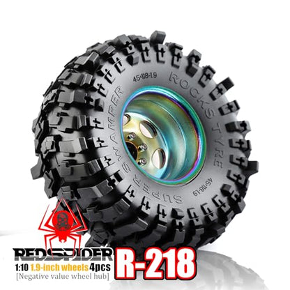 REDSPIDER•Negative Offset -10mm 1.9'' Beadlock Wheels Deep Dish Metal(4pcs) Retro Design for Scale 1/10 RC Crawler Axial SCX10 TRX4 VS4-10 Redcat Gen8 RC4WD D90 Rock Crawler (Titanium) - color: Titanium