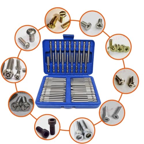 50Pcs Extra Long Security Bit Set,Screwdriver Bit Set, Extra Long Magnetic Driver Kit CR-V ABS Screwdriver Bit, Square Flat Hex Spline Clutch Torq Multi Sizes Screwdriver Bits