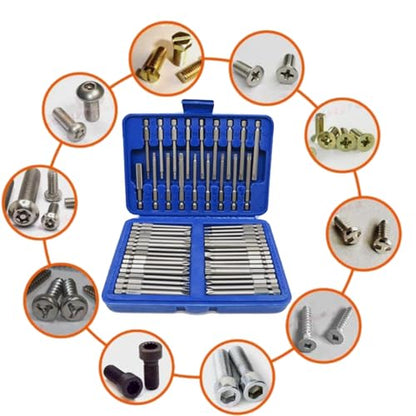50Pcs Extra Long Security Bit Set,Screwdriver Bit Set, Extra Long Magnetic Driver Kit CR-V ABS Screwdriver Bit, Square Flat Hex Spline Clutch Torq Multi Sizes Screwdriver Bits
