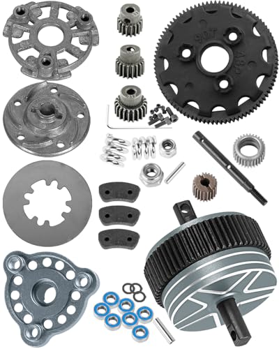 RC Differential Transmission Gear & 90T Spur Gear & Slipper Clutch & Pressure Plate & Slipper Rebuild Kit Upgrades Part for 1/10 Slash/Stampede/Bandit/Rustler 2WD VXL,Titanium - color: Titanium(1set)