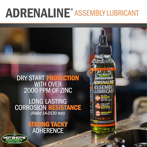 Hot Shot's Secret Adrenaline Assembly Lube, 4 oz | Protects engine components during assembly while helping prevent dry starts and corrosion.