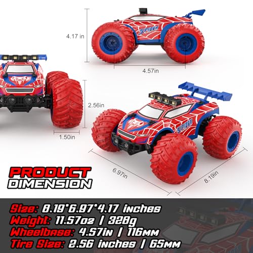 EpochAir 1:18 Remote Control Car - 20km/h 2.4GHz All Terrain Off-Road Monster Truck with Bodylights&Headlights &Headlamps, Rechargeable Toy Car Gift for 3 4 5 6 7 8 9 10-12 Year Old Boys Girls Kids | All Terrain Off-Road Monster Truck with Bodylights&Head