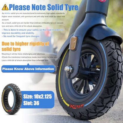 10X2.125 Off Road Tire for Electric Scooter, 10 Inch Solid Rubber Tires Compatible with Ninebot F20/F30/F40/F65, Tubeless Solid Tiyes for Electric Scooter, Electric Scooter Tires Colorful 1PCS - color: 1Pcs Blue line