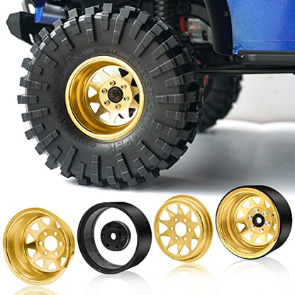 OGRC 1.9" Beadlock Wheels for SCX10 TRX4 VS4-10 Gen8 MST CFX 1/10 Crawler | Offset -8.9mm, Aluminum, 12mm Hex, for for TRX4 SCX10 Redcat GEN7 GEN8 RC4WD D90 Crawler, Yellow - color: Yellow