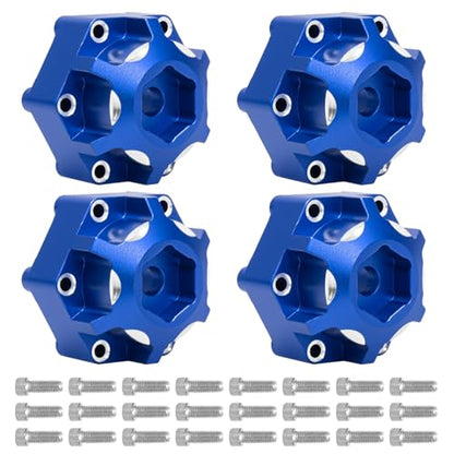 4Pcs Wheel Hex Hub Adapters Aluminum Wheel Spacers for All 1/10 RC Car Truck SCX10 TRX4 Slash Rustler Stampede Granite (Blue) - color: Blue