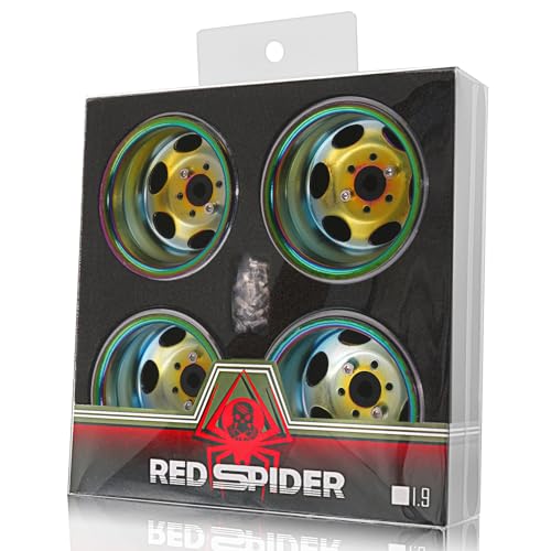 REDSPIDER•Negative Offset -10mm 1.9'' Beadlock Wheels Deep Dish Metal(4pcs) Retro Design for Scale 1/10 RC Crawler Axial SCX10 TRX4 VS4-10 Redcat Gen8 RC4WD D90 Rock Crawler (Titanium) - color: Titanium