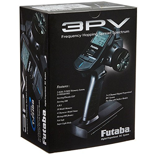 Futaba 3PV Three-Channel Two-Point-Four Gigahertz Computerized Radio Control Surface Transmitter with R304SB T-FHSS Telemetry Receiver