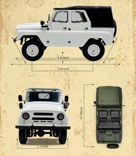 ARRIS WPL C94 UAZ-469 1/12 RC Rock Crawler 4WD Military Truck RTR | Realistic Military Body, Proportional Steering, Off-Road Suspension, Hobby Grade - color: Wpl C94 White