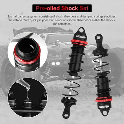 RC Car Shock Absorbers, 130mm Rear Shocks 110mm Front Shocks Set | Adjustable Shocks Compatible with 1/8 Arrma Typhoon 6S Redcat FS/ZD Racing Buggy Truggy Replacement Parts (Black) - color: Black (2F+2R)