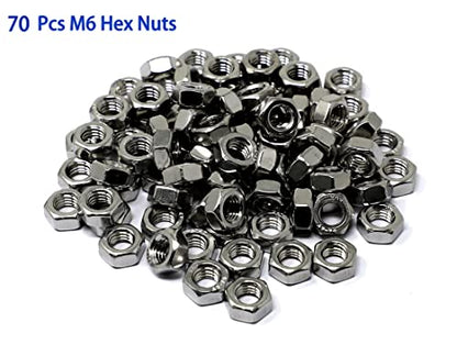 iexcell 140 Pcs M6 x 8/10/12/16/20/25/30 Stainless Steel 304 Hex Socket Button Head Cap Screws Bolts Nuts Assortment Kit - size: M6 x 8/10/12/16/20/25/30mm