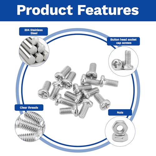 530Pcs M2.5 304 Stainless Steel Metric Micro Screws Nuts Assortment | M2.5x4/5/6/8/10mm Sizes, Phillips Pan Head, Fully Threaded Kit for Arduino, RC Models, Electronics, DIY Projects - size: M2.5x4/5/6/8/10- 530 Pcs