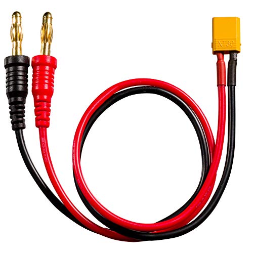 2pcs XT30 Male Connector to 4MM 4.0MM Bullet Connector Banana Plug RC Battery Charging Cable with 11.8inch 16AWG Silicone Cable for RC Helicopter Quadcopter Lipo Battery - size: XT30 Charge Cable