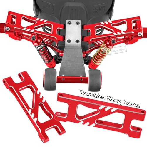 RC Upgrades Part for 1/18 Granite GROM MEGA 380,Front Rear Shock Absorber,Driveshafts CVD,Suspension Arms,Front Steering Block Knuckles & C-Hubs Caster Blocks & Rear Hubs,Red - color: Red(1set)