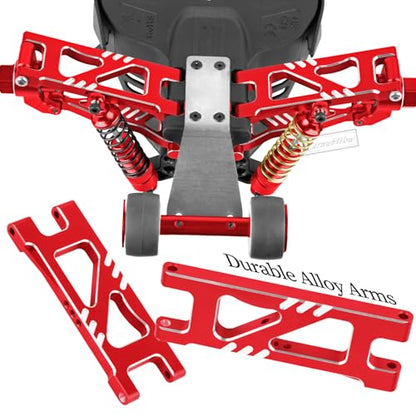 RC Upgrades Part for 1/18 Granite GROM MEGA 380,Front Rear Shock Absorber,Driveshafts CVD,Suspension Arms,Front Steering Block Knuckles & C-Hubs Caster Blocks & Rear Hubs,Red - color: Red(1set)