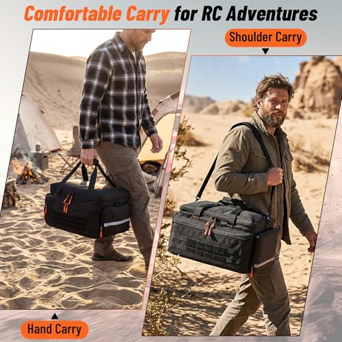 ORKELS RC Car Carrying Case For 1/14, 1/16, 1/18 Scale, Heavy Duty RC Storage Bag with Reinforced Base, Multi-Pocket Tool Organizer, Compatible with Traxxas RC Cars Trucks & Buggies - size: For 1/14, 1/16, 1/18 RC Car