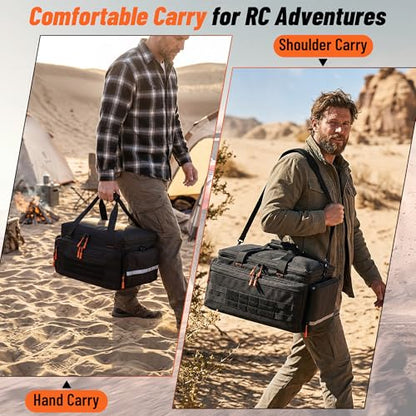 ORKELS RC Car Carrying Case For 1/14, 1/16, 1/18 Scale, Heavy Duty RC Storage Bag with Reinforced Base, Multi-Pocket Tool Organizer, Compatible with Traxxas RC Cars Trucks & Buggies - size: For 1/14, 1/16, 1/18 RC Car