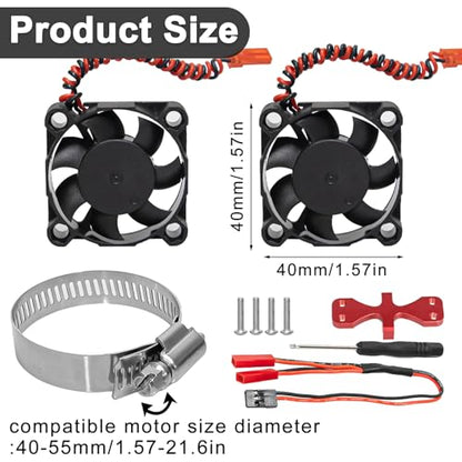 1/7 1/8 1/10 RC Cooling Fan Heat Sink with Adjustable Mount 40-50mm | for 1/7 1/8 1/10 RC Crawler Car 4284 4985 1717, 22000 RPM - style: Black B 40*40mm