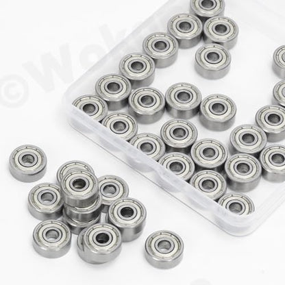 48Pcs 6 Sizes Bearing Steel Bearings Assortment Set, 693ZZ, 623ZZ, 624ZZ, 685ZZ, 687ZZ,627ZZ Deep Groove Ball Bearings Double Shielded Miniature Deep Ball Bearings - style: Bearing Steel-48Pcs