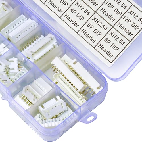 JST Connector Kit, XH2.5 DIP Header Jst 2.54mm Pitch IC Socket Plugs Adapter JST Connector Kit 75Pcs, JST-XH 2/3/4/5/6/7/8/9/10/12Pin DIP Header Through Hole Vertical Header (XH2.5-DIP-Ver) - size: JST-2.5MM-XH-DIP-Vertical Header