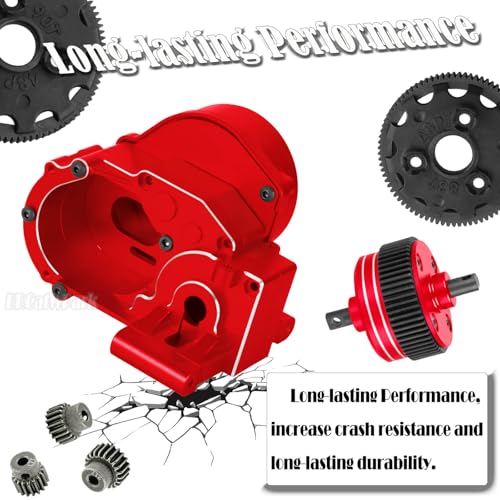RC Upgrades Part for 1/10 Slash/Rustler/Stampede/Bandit 2WD (VXL) Drag Slash/Bigfoot,Transmission Gearbox & 48P Gear & Slipper Clutch Kit Pressure Plate & Complete Differential,Red - color: Red - (Upgrades Gearbox)