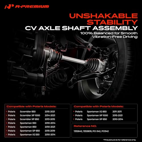 A-Premium Rear Driver or Passenger Side CV Axle Shaft Assembly | Compatible with Polaris Sportsman 550 2010-2014, Sportsman 850 2010-2021, Scrambler 850, Sportsman XP 1000, Replace# 1332642 - style: Rear Driver or Passenger Side