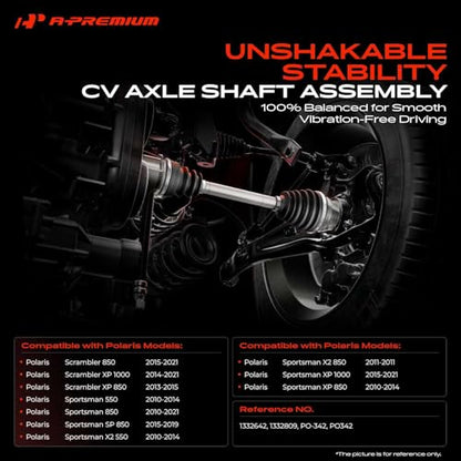 A-Premium Rear Driver or Passenger Side CV Axle Shaft Assembly | Compatible with Polaris Sportsman 550 2010-2014, Sportsman 850 2010-2021, Scrambler 850, Sportsman XP 1000, Replace# 1332642 - style: Rear Driver or Passenger Side