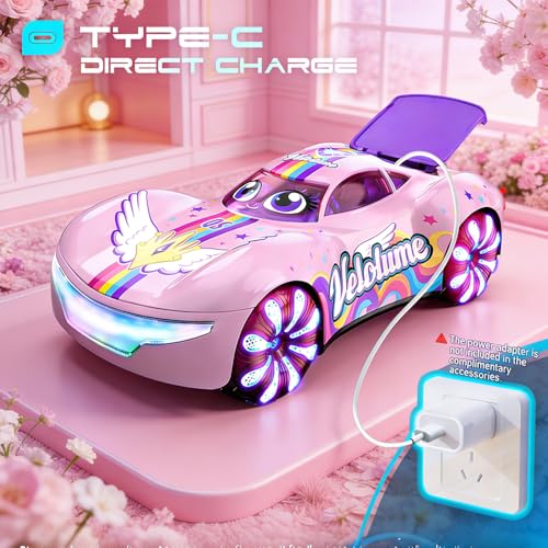 Pink Remote Control Car – 360° Rotation, Left/Right Side Crawl, Dual Mist Spray, LED Light Show, Auto Play Mode Remote Control Vehicle, RC Cars for Girls Toys for Ages 8-13 Kids, Boys Birthday Gift - color: Pink