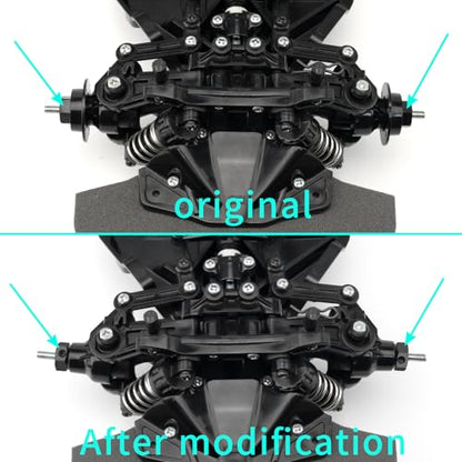 4Pcs Aluminum Alloy Wheel Hex Hub Adapters RC Combiner for Tamiya TT02 1/10 RC On Road Touring Car Upgrade Accessories (Black) - color: Black
