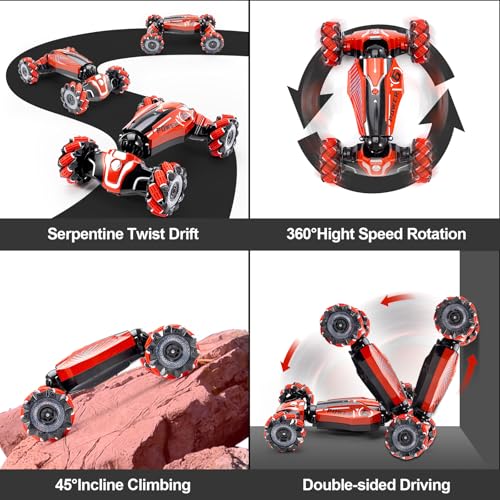 Gesture RC Car, 4WD Gesture Sensing RC Stunt Car Toys for 8-13 Ages Boys Girls, Drift Hand Controlled Remote Control Twist Cars 360° Rotation with Lights Music for Birthday Gifts