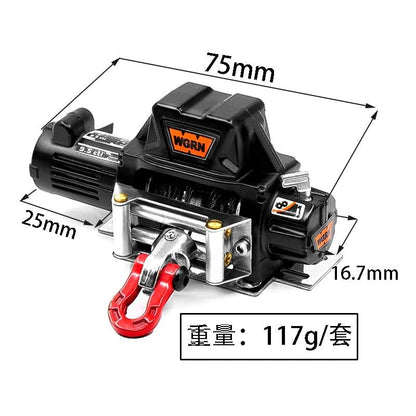 1 Set Full Metal RC Winch Compatible with 1/10 TRX4 SCX10 D90 90046, Gray | Remote recovery and towing for trail driving, rock crawling and scale off-road truck builds - color: Gray