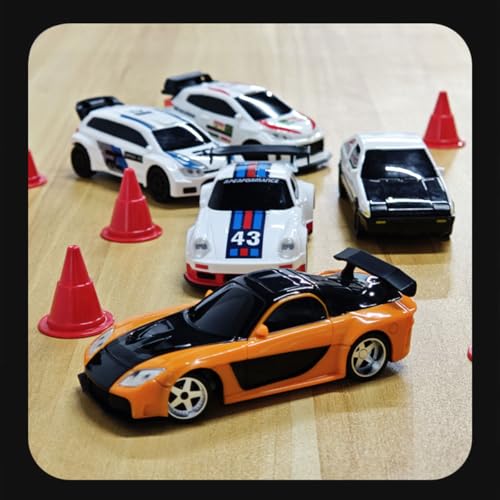 Aetheria 1/43 RC Drift Racing Car with Gyro, 4WD Fully Proportional Mini Electric Race Vehicle with LED Lights Remote Control High Speed Car for Adult Outdoor - Ready to Run (Gyro Black White) - color: Gyro Black White