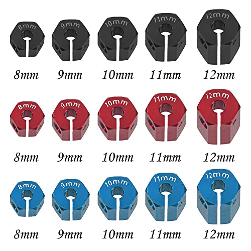 Aluminum Alloy 12mm Wheel Hex Hub Drive Adapters with Pins Screws Compatible with Axial SCX10 HSP HPI Tamiya Redcat 1/10 RC Crawler Car (10mm, Black) - color: Black, size: 10mm