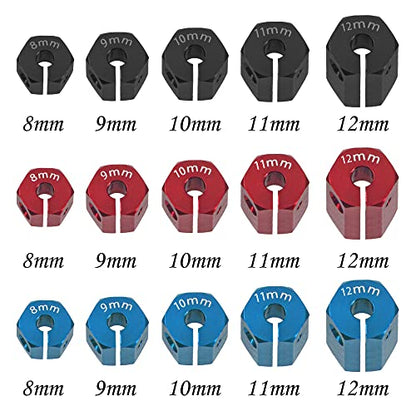 Aluminum Alloy 12mm Wheel Hex Hub Drive Adapters with Pins Screws Compatible with Axial SCX10 HSP HPI Tamiya Redcat 1/10 RC Crawler Car (9mm, Red) - color: Red, size: 9mm