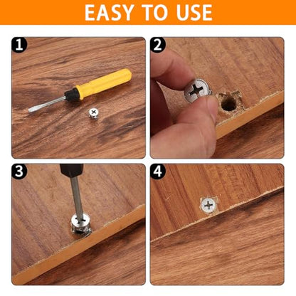 390PCS Cam Locks for Furniture 3-in-1 Eccentric Hardware Wheels Furniture Fasteners Cam Lock Nuts and Cam Screws Furniture Cam Lock Fasteners for Drawer Dresser Cabinet