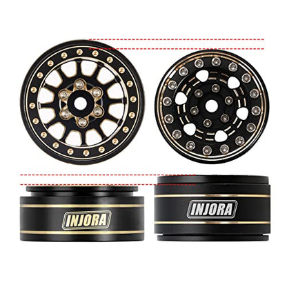 INJORA 42g 1.0 Plus Brass -3.75mm Offset Wheel for 1/24 1/18 RC(Black&Gold) - color: Black&gold