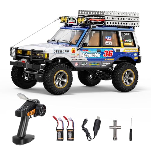 1/18 Scale RC Crawler, 2.4GHz Full Proportional Remote Control Off Road Car, 4WD RC Rock Truck Simulation Off Road Climbing Vehicle Dual Speed Model Car for Adults (Blue) - color: Blue