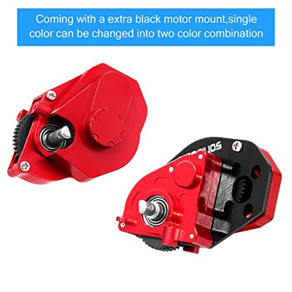 Complete Transmission Gearbox with Steel 0.3 Mod Transmission Gear for Axial SCX24 Deadbolt C10 JLU Gladiator Bronco 1/24 RC Crawler Car Upgrade (Red) - color: Red