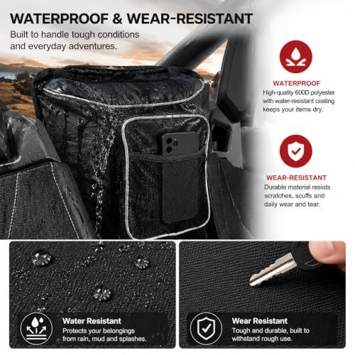 UTV Center Console Storage Bag for Maverick X3 RC Turbo 2018-2021, Waterproof Seat Organizer with Multi Pockets, Large Capacity Hanging Storage for Side by Side UTV | Heavy Duty Oxford Storage Bag Adjustable Hanging Straps With Metal Hooks Reflective Pipi