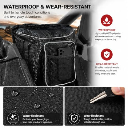 UTV Center Console Storage Bag for Maverick X3 RC Turbo 2018-2021, Waterproof Seat Organizer with Multi Pockets, Large Capacity Hanging Storage for Side by Side UTV | Heavy Duty Oxford Storage Bag Adjustable Hanging Straps With Metal Hooks Reflective Pipi