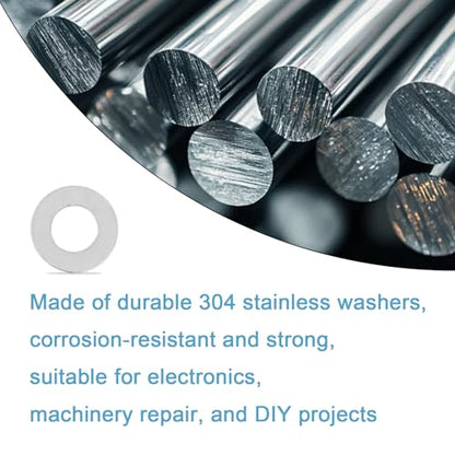 48 Pcs M4x8mm Steel Thin Flat Washer Set for M4 Bolt Electronics Repair | 0.1 0.2 0.3 0.5mm Thickness, 12pcs Each Size, Stainless Flat Spacers, Electronics Assembly, Mechanical Repair - size: M4X8