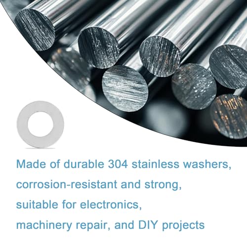 48 Pcs M4x8mm Steel Thin Flat Washer Set for M4 Bolt Electronics Repair | 0.1 0.2 0.3 0.5mm Thickness, 12pcs Each Size, Stainless Flat Spacers, Electronics Assembly, Mechanical Repair - size: M4X8
