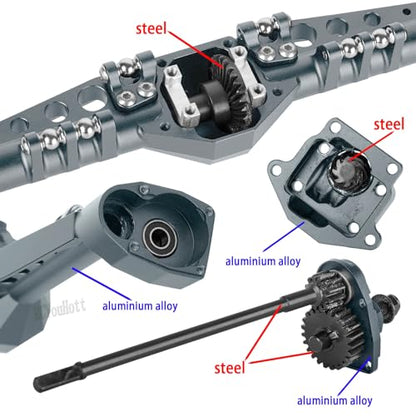 RC Upgrades Part Portal Axles for 1/10 DIY SCX10 SCX10 II,Capra 1.9 UTB 4X4 4WD,RCYouHott 1/10 Capra 1.9 UTB & SCX10 RC Crawler Car Aluminum Front Rear Axle,Titanium - color: Titanium-(upgrades Part）