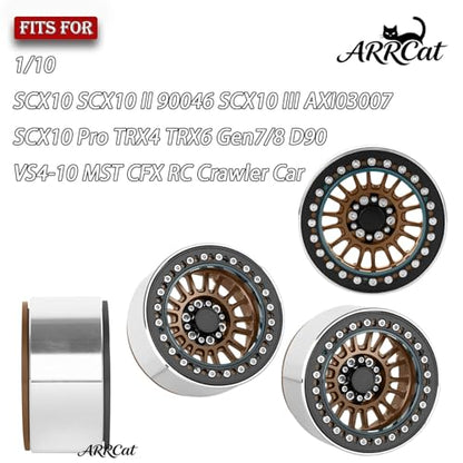 Alloy 2.2 Beadlock Wheels Rims for 1/10 TRX4 TRX6 SCX10 SCX10 II SCX10 III SCX10 Pro Gen7/8 D90 VS4-10 MST CFX RC Crawler Car,RC 2.2 Beadlock Wheel Off Road Buggy Rally RC Truck Wheel,Bronze - color: Bronze - (Alloy 2.2 Beadlock)