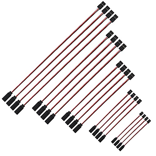 ShareGoo 20 Pieces JR Male to Female 3-Pin Servo Extension Cable Cord RC Receiver Wire Connectors for RC Car Helicopter Boat Servo Receiver Flight Controller Board Connection (5 Sizes)